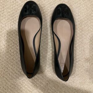 Tory Burch Black Leather Ballet Flats